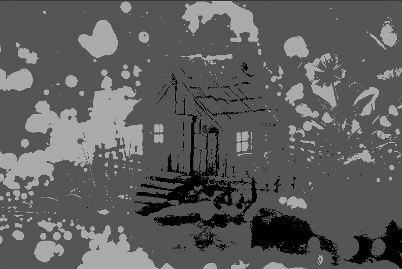 The photo hard-quantized to four greys with no dithering — visible banding.
